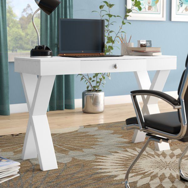 The Latitude Run Grovetown 1 Drawer Writing Desk Is A Perfect Blend Of In Natural And White 1 Drawer Writing Desks (View 13 of 15)