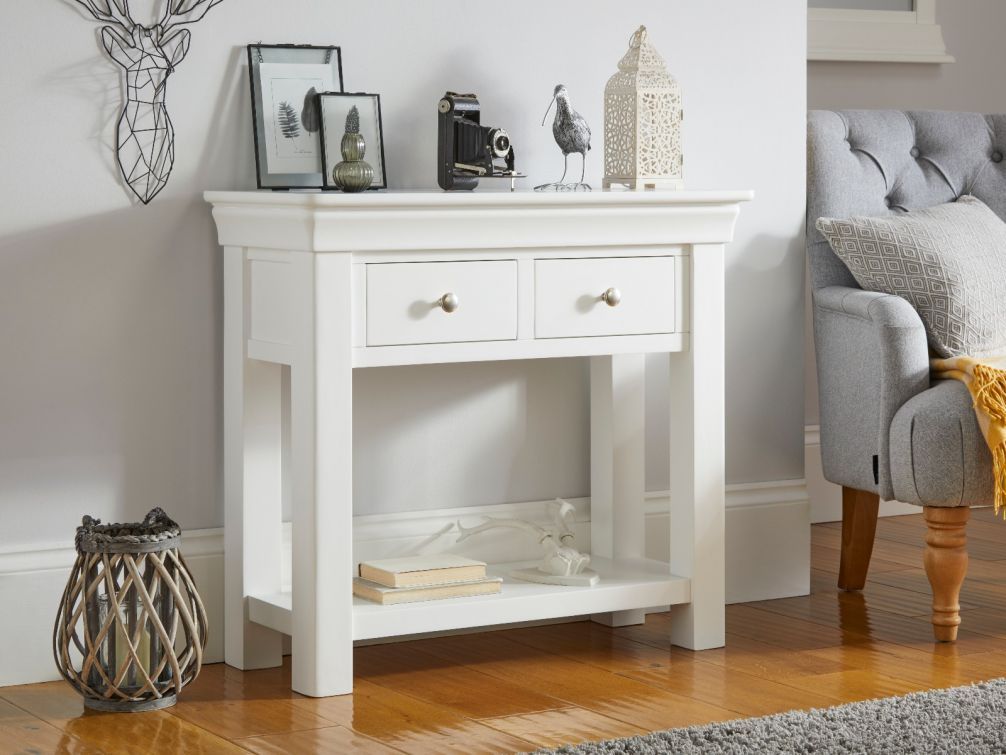 Toulouse White Painted Console Table 2 Drawers | Fully Assembled Pertaining To Rubbed White Console Tables (View 3 of 15)