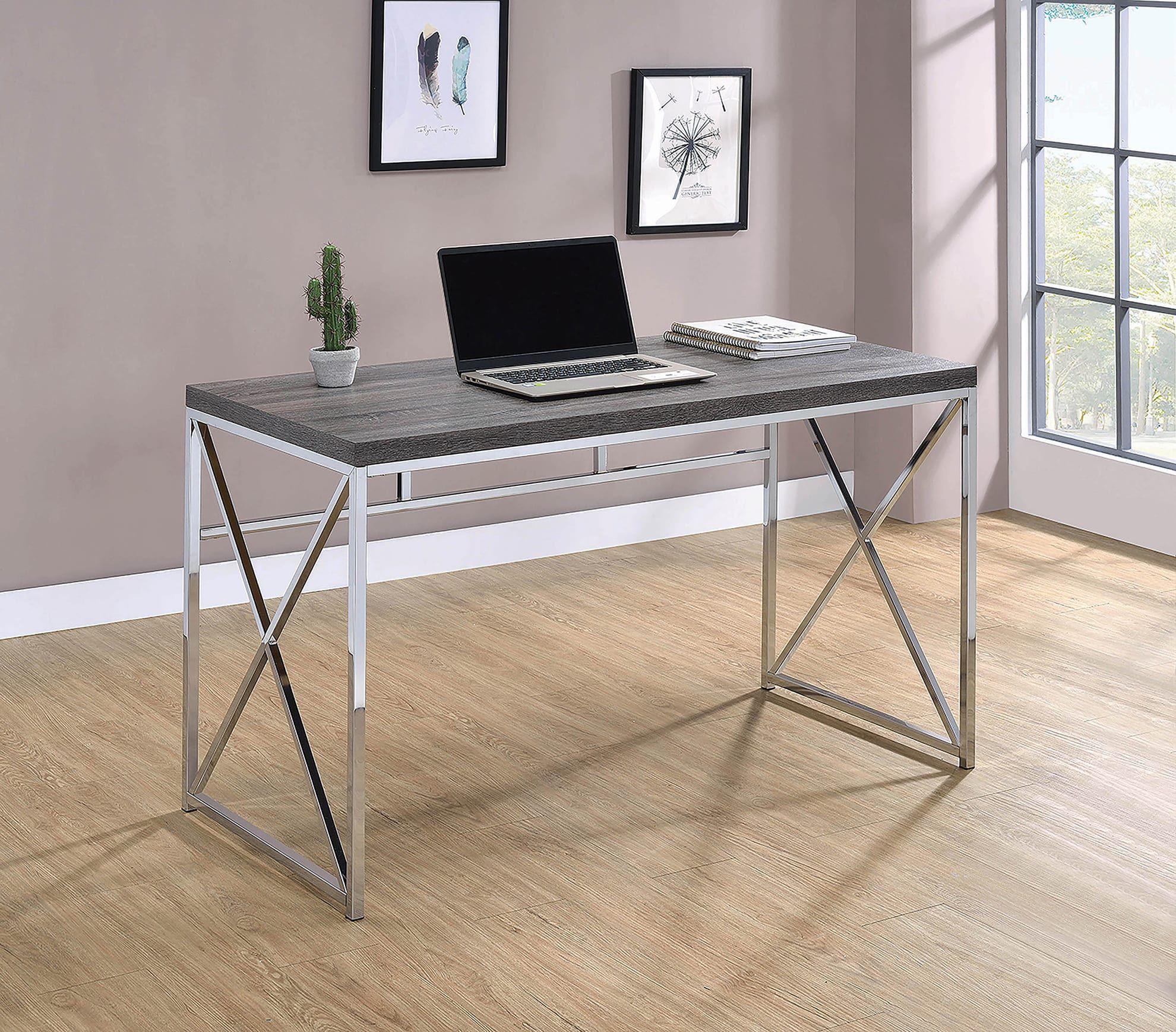 Transitional Weathered Grey Writing Desk | Quality Furniture At Pertaining To Gray Wash Wood Writing Desks (View 3 of 15)