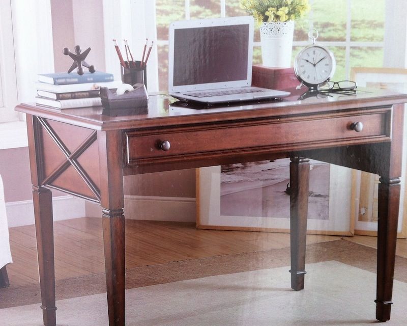 Transitional Wood Desk With Black Glass Top (View 8 of 15)