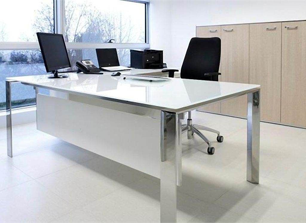 Treviso Glass Desks Pertaining To Glass And Chrome Modern Computer Office Desks (View 15 of 15)
