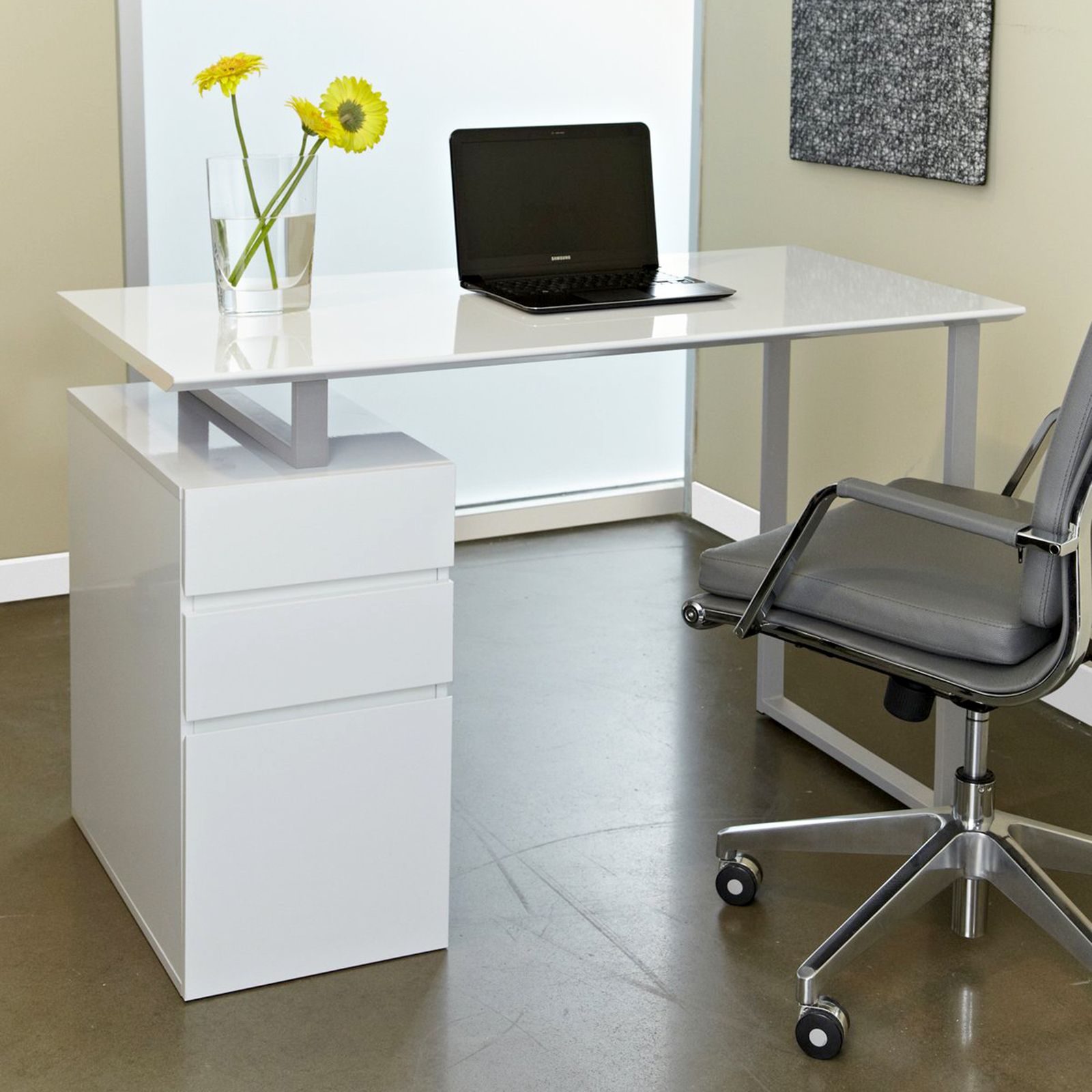 Tribeca Study Desk With Drawers – Desks At Hayneedle For White Finish Office Study Work Desks (View 5 of 15)