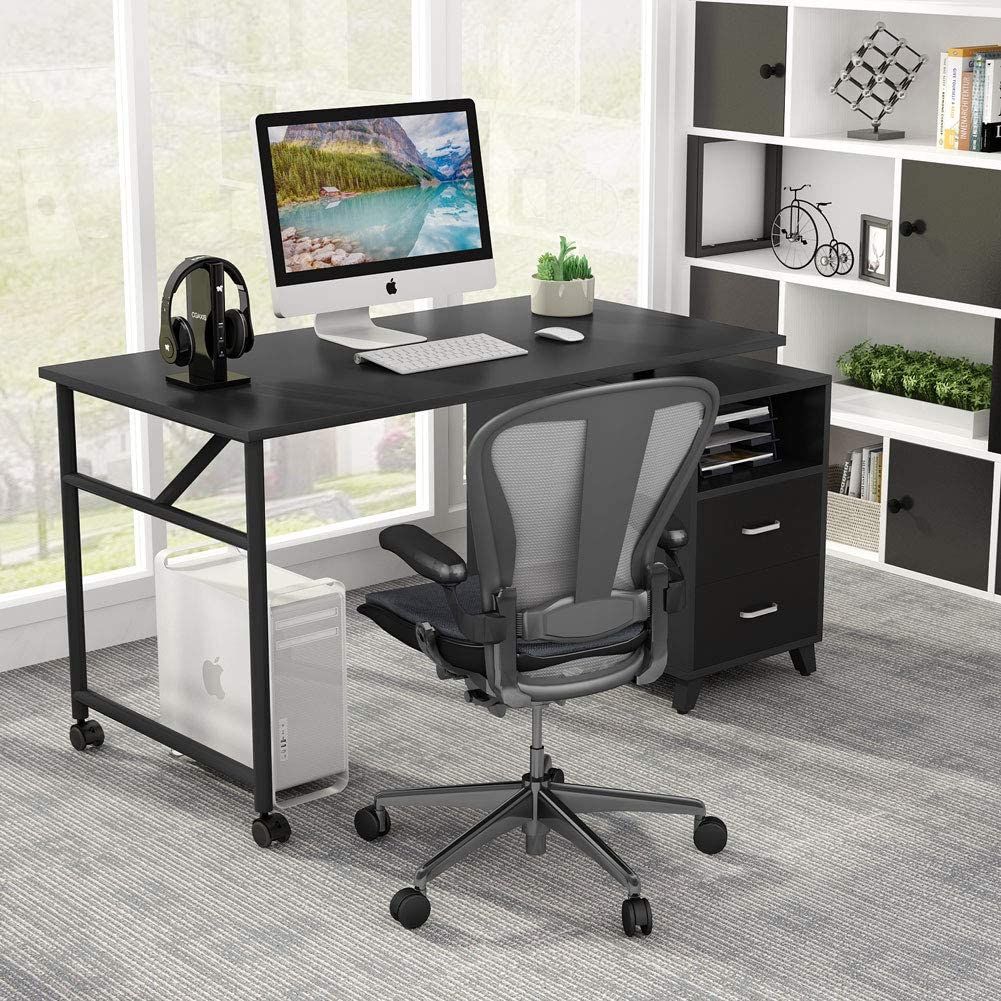 Tribesigns 360° Free Rotating Home Office Desk 47 Inch Computer Desk Throughout Executive Desks With Dual Storage (View 14 of 15)