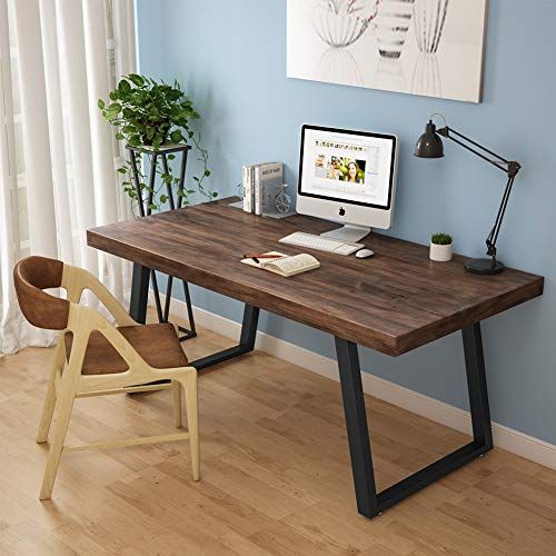 Tribesigns 55″ Rustic Solid Wood Computer Desk With Reclaimed Look With Regard To Antique Brown 2 Door Wood Desks (View 15 of 15)