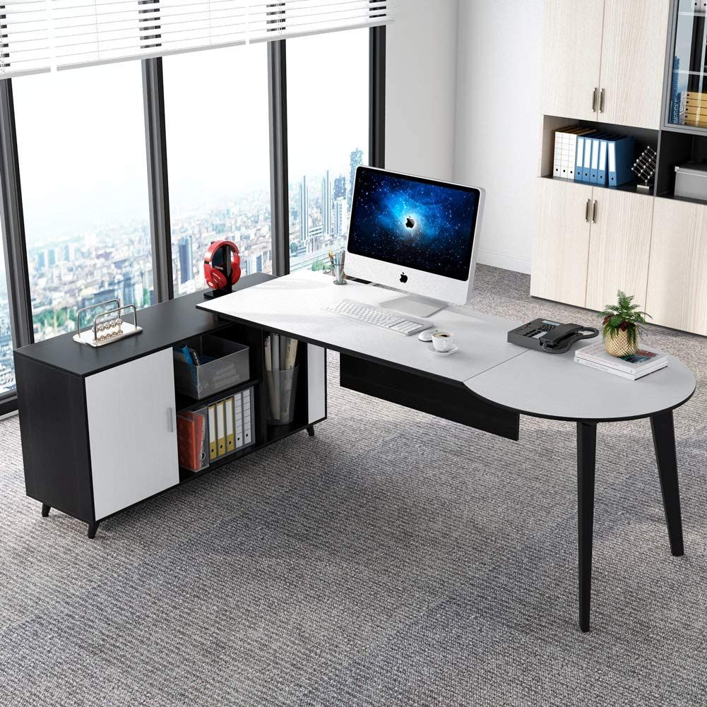 Tribesigns 71 Inch L Shaped Executive Office Desk With 47 Inch Storage Inside Executive Desks With Dual Storage (Photo 3 of 15)