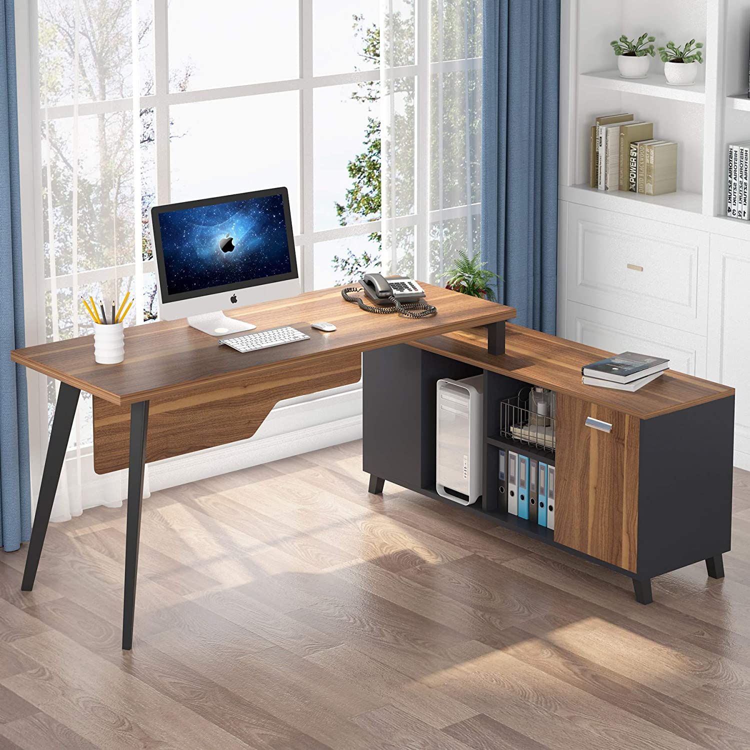 Tribesigns Modern L Shaped Corner Computer Desk, Large Executive Office Within Executive Desks With Dual Storage (Photo 2 of 15)