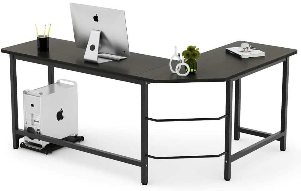 Tribesigns Modern L Shaped Desk Corner Computer Desk Pc Laptop Study Regarding Natural Wood And Black Metal Office Desks (View 15 of 15)