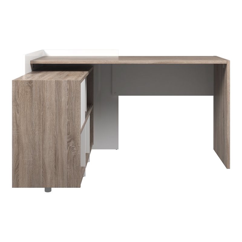 Tvilum Aurora Computer Desk With 6 Shelf Bookcase In Truffle And White Pertaining To White And Walnut 6 Shelf Computer Desks (View 6 of 15)