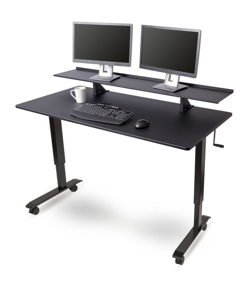 Two Tier Crank Adjustable Stand Up Desk | Stand Up Desk Store Within Walnut Adjustable Stand Up Desks (View 4 of 15)