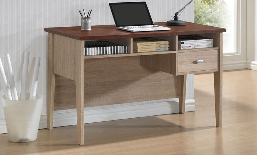 Two Tone Oak Finish Writing Desk | Groupon Goods Inside Sonoma Oak 2 Tone Writing Desks (View 2 of 15)