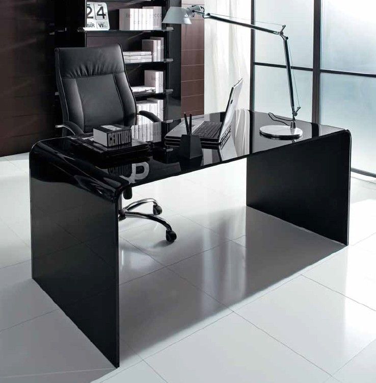 Unico Italia Golden Desk | Glass | Office Furniture – Ultra Modern Regarding Black Finish Modern Office Desks (View 6 of 15)