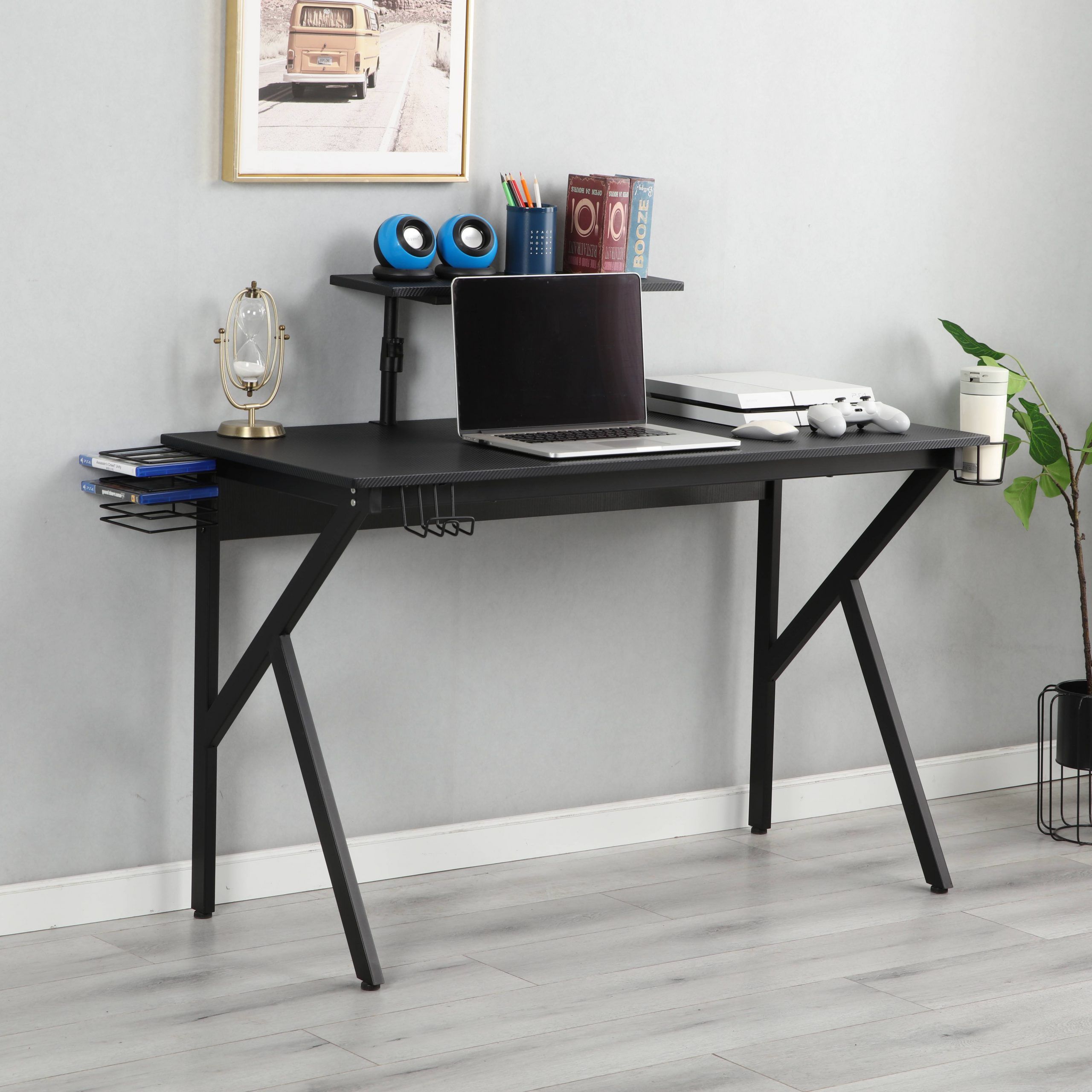 Urhomepro Modern Simple Office Desk, Heavy Duty Corner Computer Desk Regarding Glass White Wood And Black Metal Office Desks (View 1 of 15)