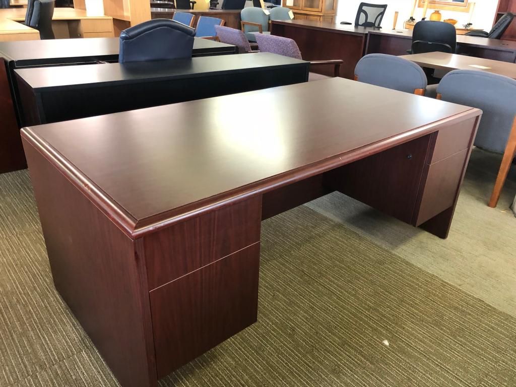 Used Office Desks : Executive Set Desk & Credenzakimball At Inside Office Desks With Filing Credenza (View 14 of 15)