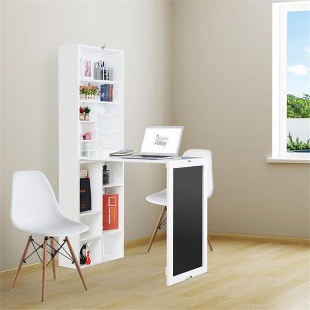 Utopia Alley Sh3ww Collapsible Fold Down Desk Table & Wall Cabinet With For Cinnamon Off White Floating Office Desks (Photo 11 of 15)