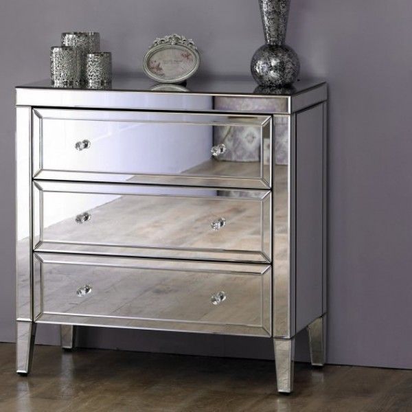 Valencia Mirrored 3 Drawer Chest | Mirror Chest Of Drawers, Furniture Within 3 Drawer Mirrored Small Desks (View 13 of 15)