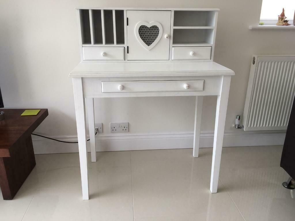 Valentine Small White Writing Desk | In Maidenhead, Berkshire | Gumtree Within Aged White Finish Wood Writing Desks (View 9 of 15)