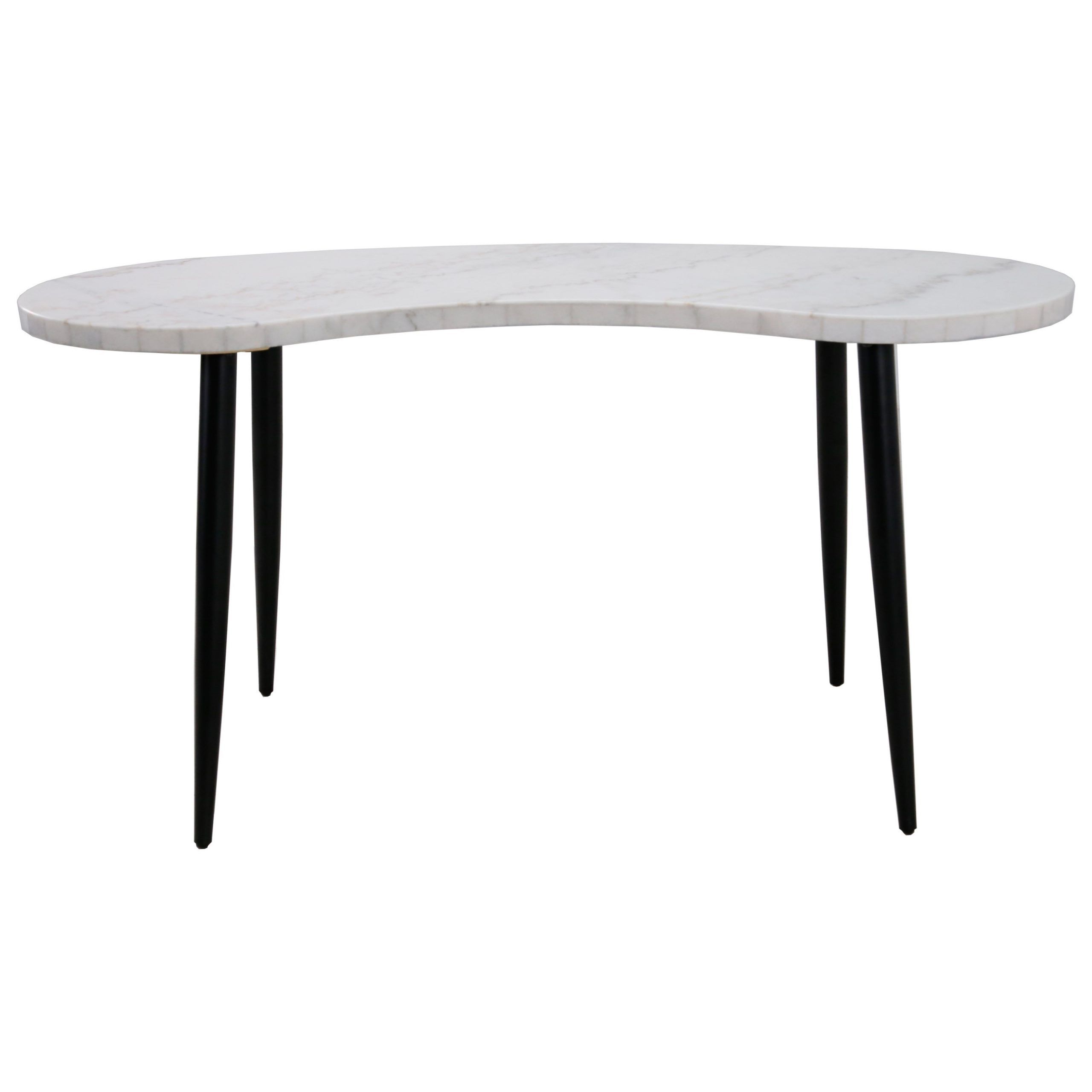 Vendor 3985 Kinsley 0181780 White Marble Top Kidney Desk With Metal Intended For Marble And Black Metal Writing Tables (View 6 of 15)