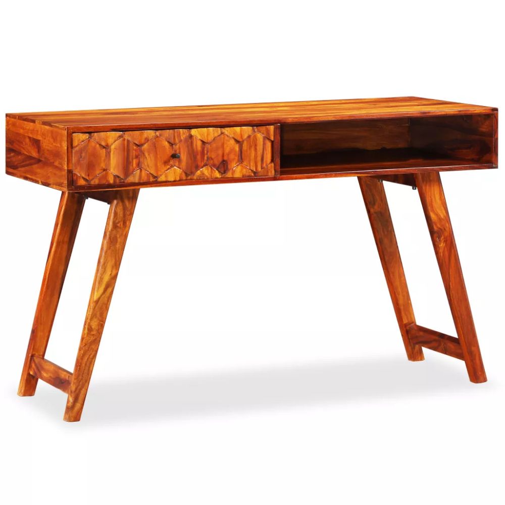 Vidaxl Writing Table Solid Sheesham Wood 118x50x76 Cm | Vidaxl.co (View 11 of 15)