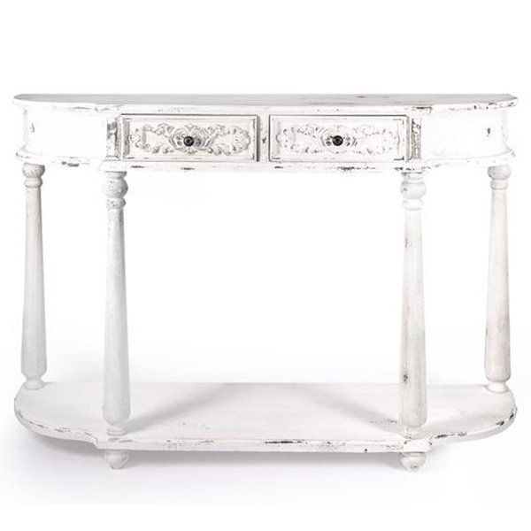 Vintage White Distressed Console Table With Regard To Rubbed White Console Tables (View 14 of 15)