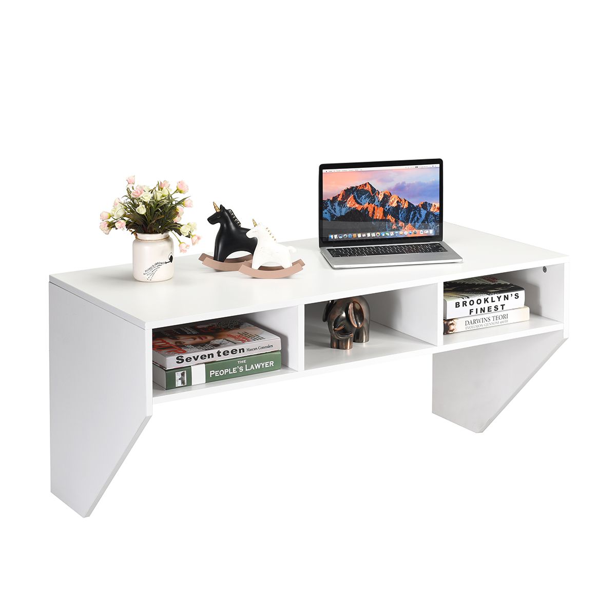 Wall Mounted Floating Computer Table Desk Home Office Furni Storage Within Off White Floating Office Desks (View 7 of 15)