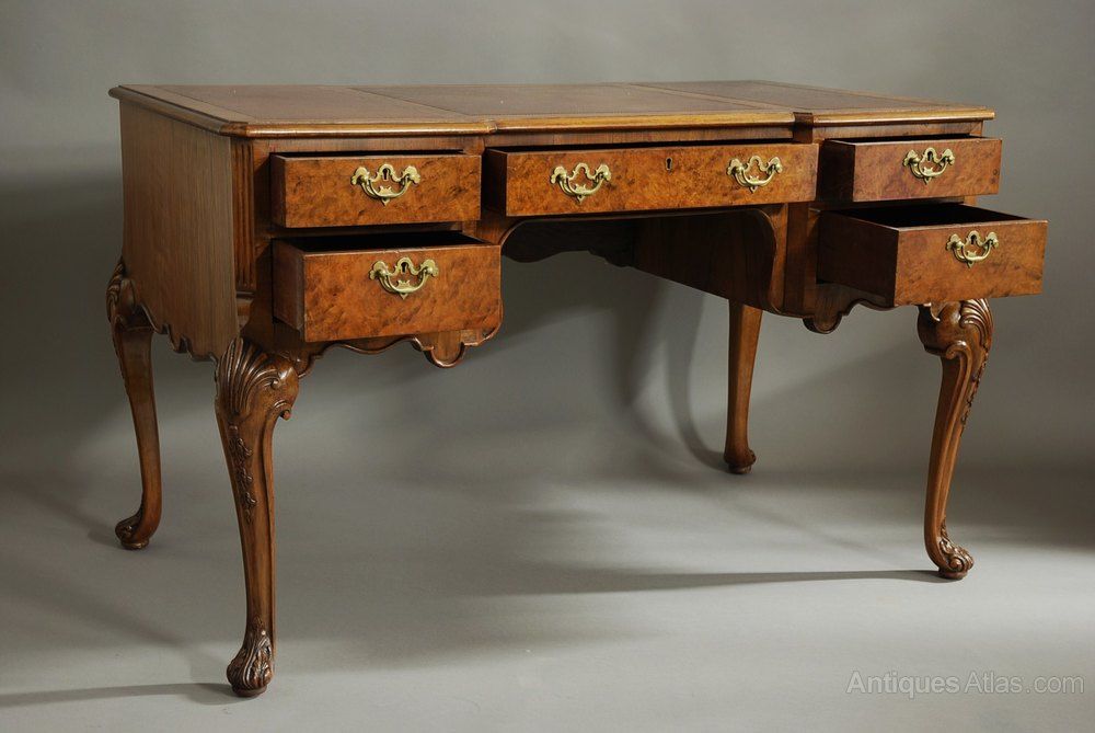Walnut Writing Desk In The Queen Ann Style – Antiques Atlas With Regard To Walnut And Black Writing Desks (Photo 13 of 15)