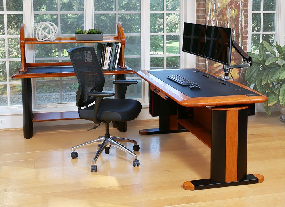 Wellston Executive Sit Stand Desk, Full Size – Caretta Workspace Inside Cherry Adjustable Stand Up Desks (View 3 of 15)