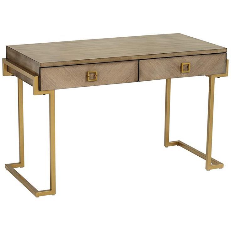 Wheaton 49 1/2" Wide Gold And Wood Glam Modern Writing Desk – #46v94 In Gold Metal Rectangular Writing Desks (View 12 of 15)