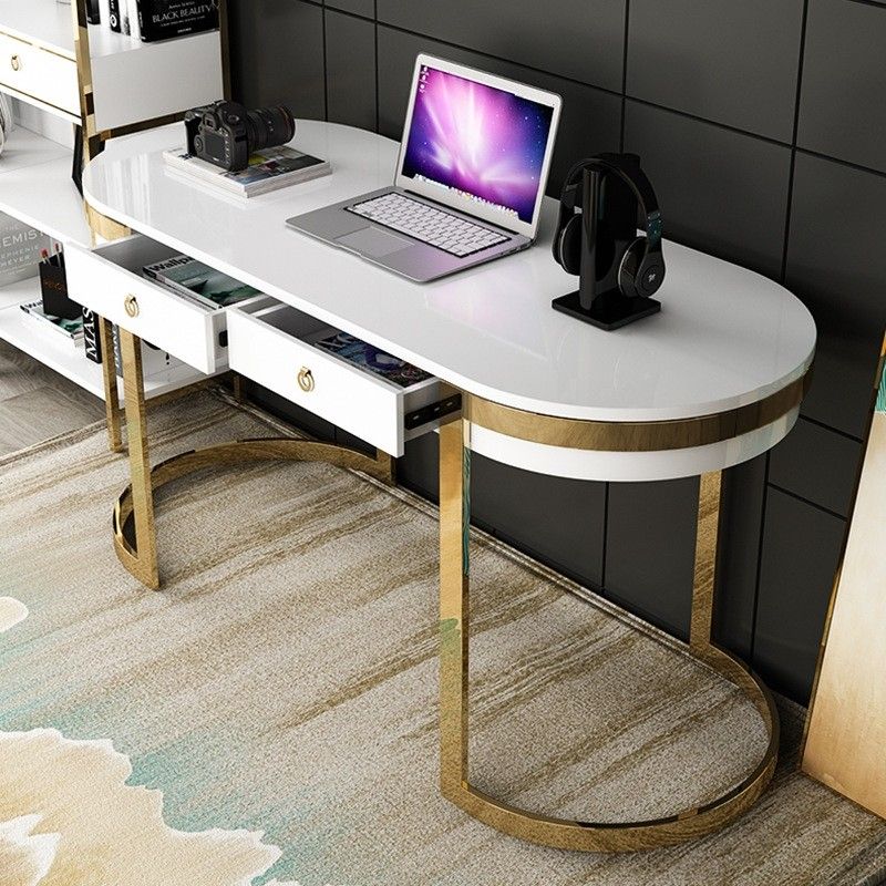 White/black Office Desk Modern 55 | Black Desk Office, Modern Desk With Gold And Pink Writing Desks (View 11 of 15)