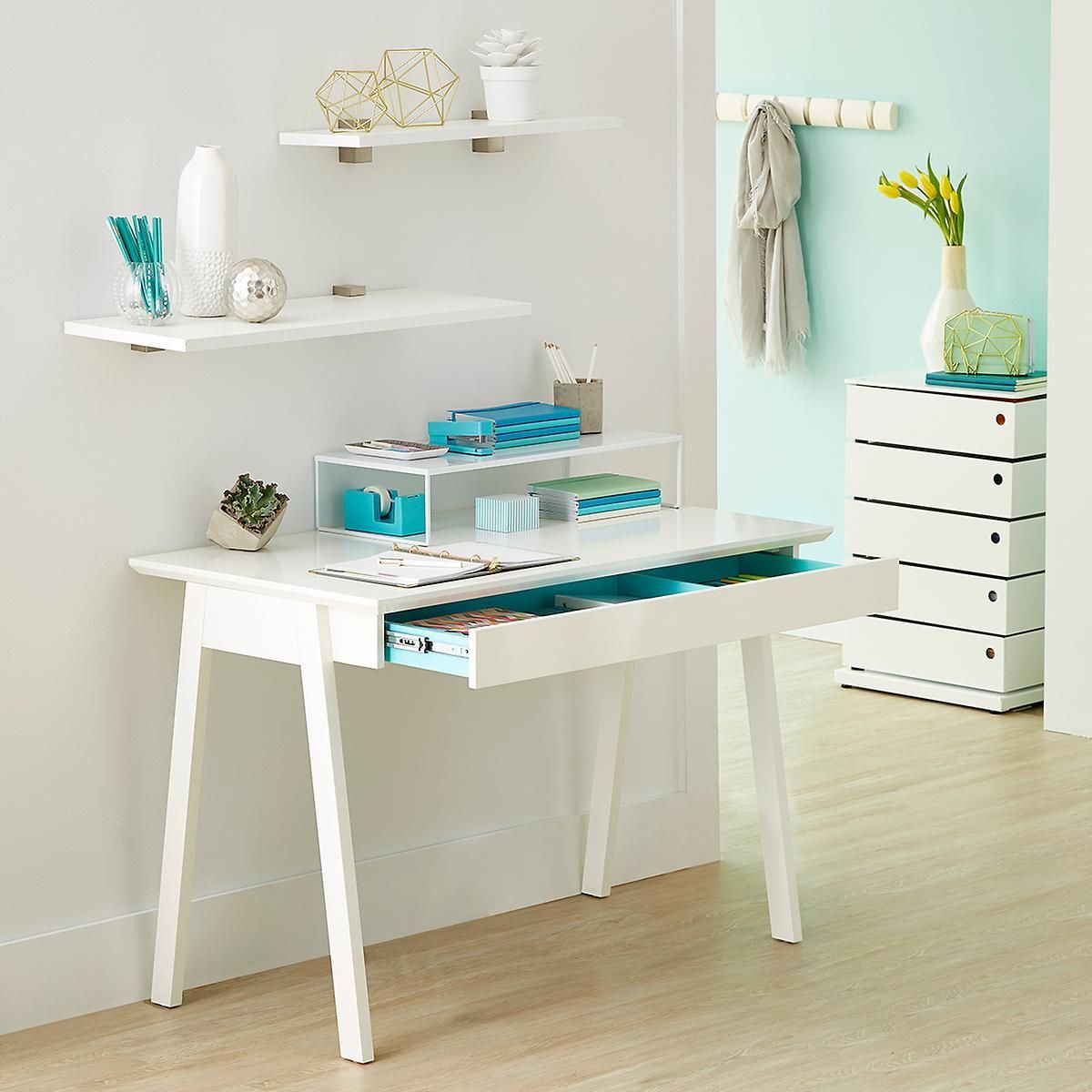 White Caché Desk Possible Desk For Sofia | White Desk Office, Desks For For Off White Floating Office Desks (View 6 of 15)