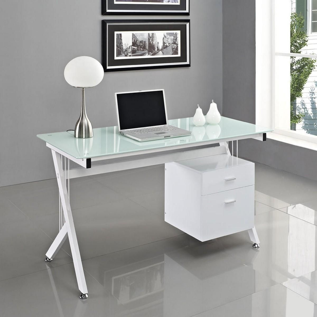 White Computer Desk Suits Your Home Office Furniture – Decoratorist Throughout White Glass And Natural Wood Office Desks (View 2 of 15)