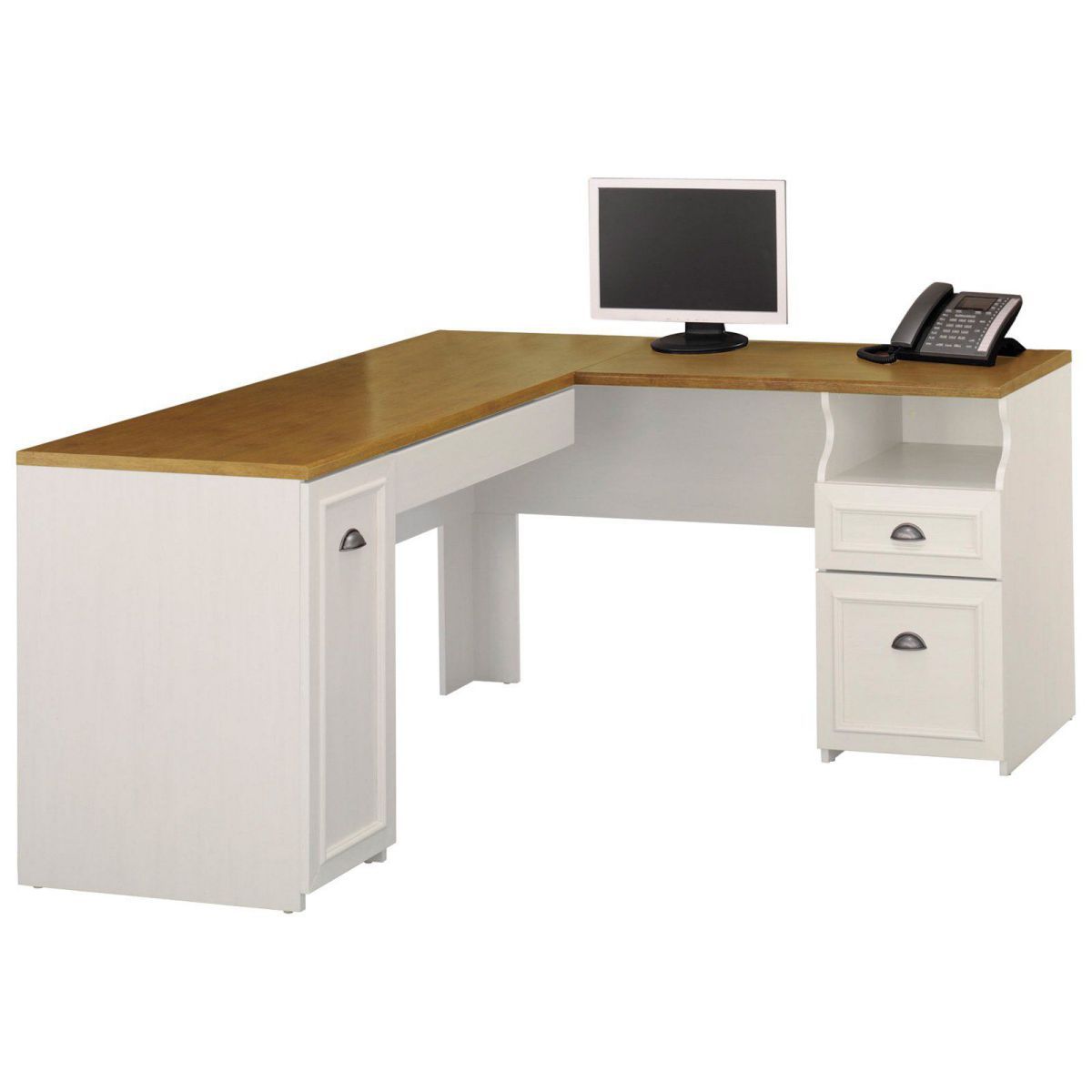 White Computer Desks For Home Office Throughout White Glass And Natural Wood Office Desks (View 14 of 15)
