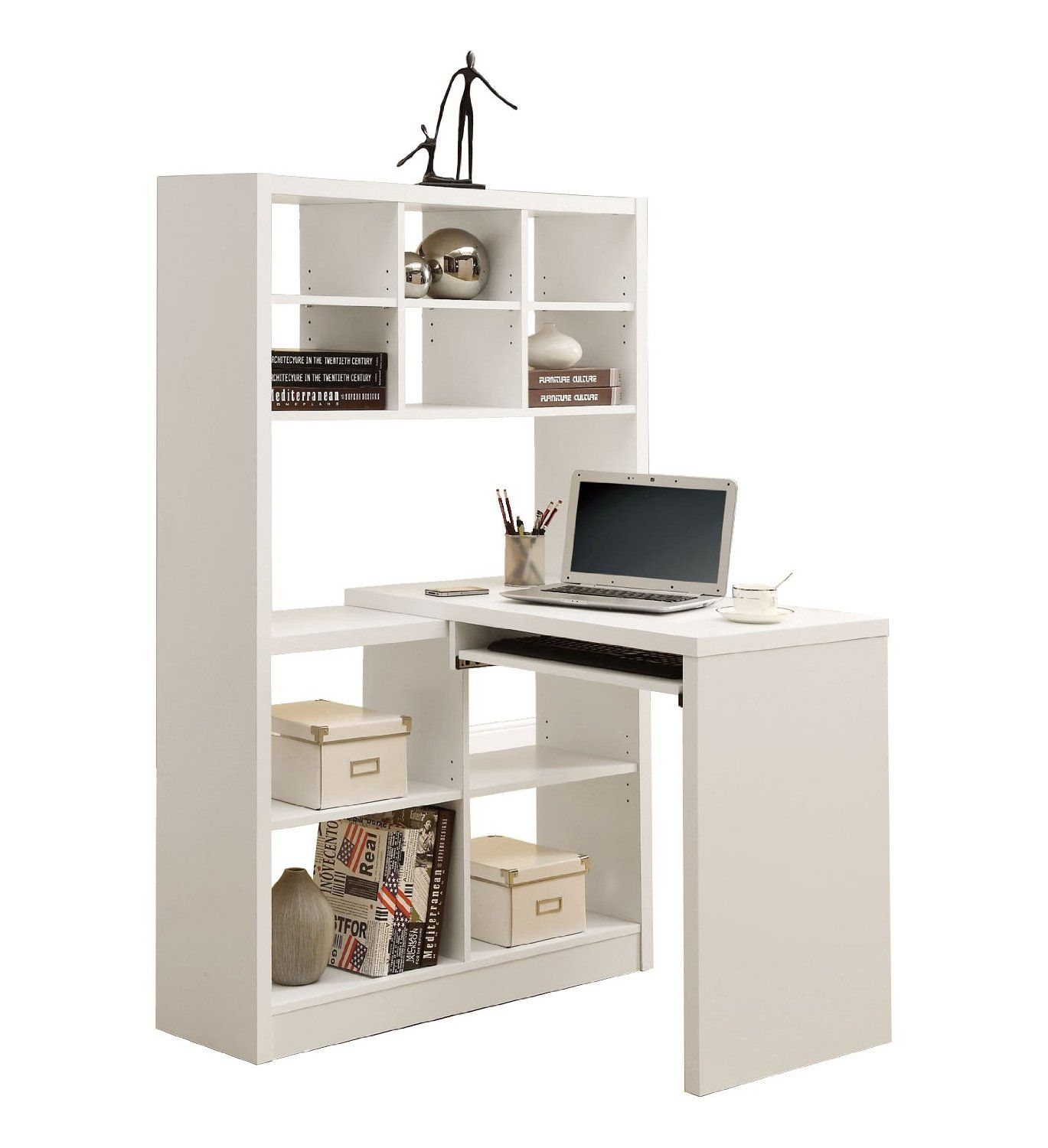 White Corner Desk: White Corner Desk With Hutch Within White Traditional Desks Hutch With Light (View 7 of 15)