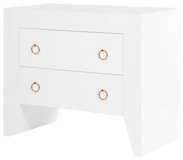 White Lacquer 2 Drawer Nightstand – Contemporary – Nightstands And Throughout White Lacquer 2 Drawer Desks (View 15 of 15)