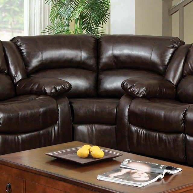 Winslow Rustic Brown Bonded Leather Recliner Sectional Sofa – Shop For Within Rustic Brown Sectional Corner Desks (View 3 of 15)