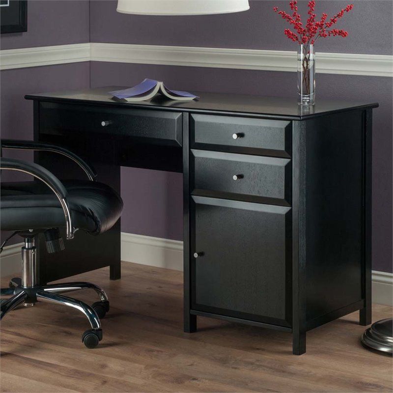 Winsome Delta Office Contemporary Writing Desk In Black – 22147 With Black And Cinnamon Office Desks (View 12 of 15)