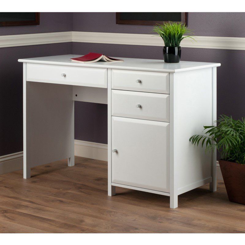 Winsome Wood Delta Office Writing Desk In White Pertaining To White Glass And Natural Wood Office Desks (View 15 of 15)