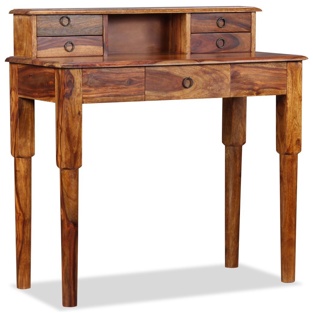 Writing Desk With 5 Drawers Solid Sheesham Wood 90x40x90 Cm | Furniture With Sheesham Wood Writing Desks (View 2 of 15)
