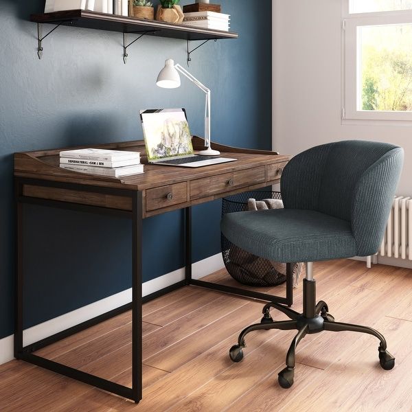 Wyndenhall Brinkley Solid Acacia Wood Modern Industrial 48 Inch Wide Pertaining To Rustic Acacia Wooden 2 Drawer Executive Desks (View 15 of 15)