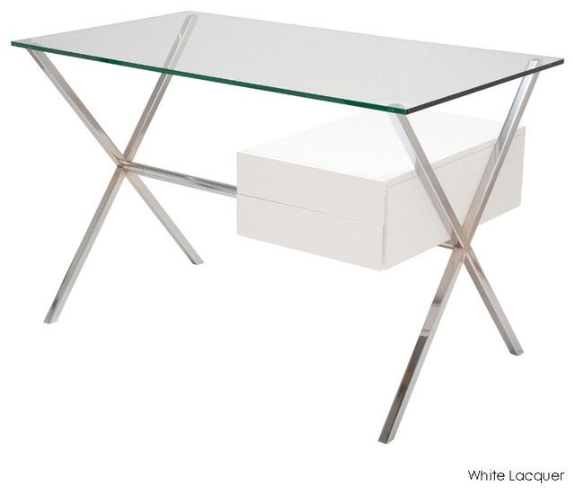 Xavier Desk, White Lacquer – Modern – Desks And Hutches  Inmod For White Lacquer Stainless Steel Modern Desks (View 11 of 15)