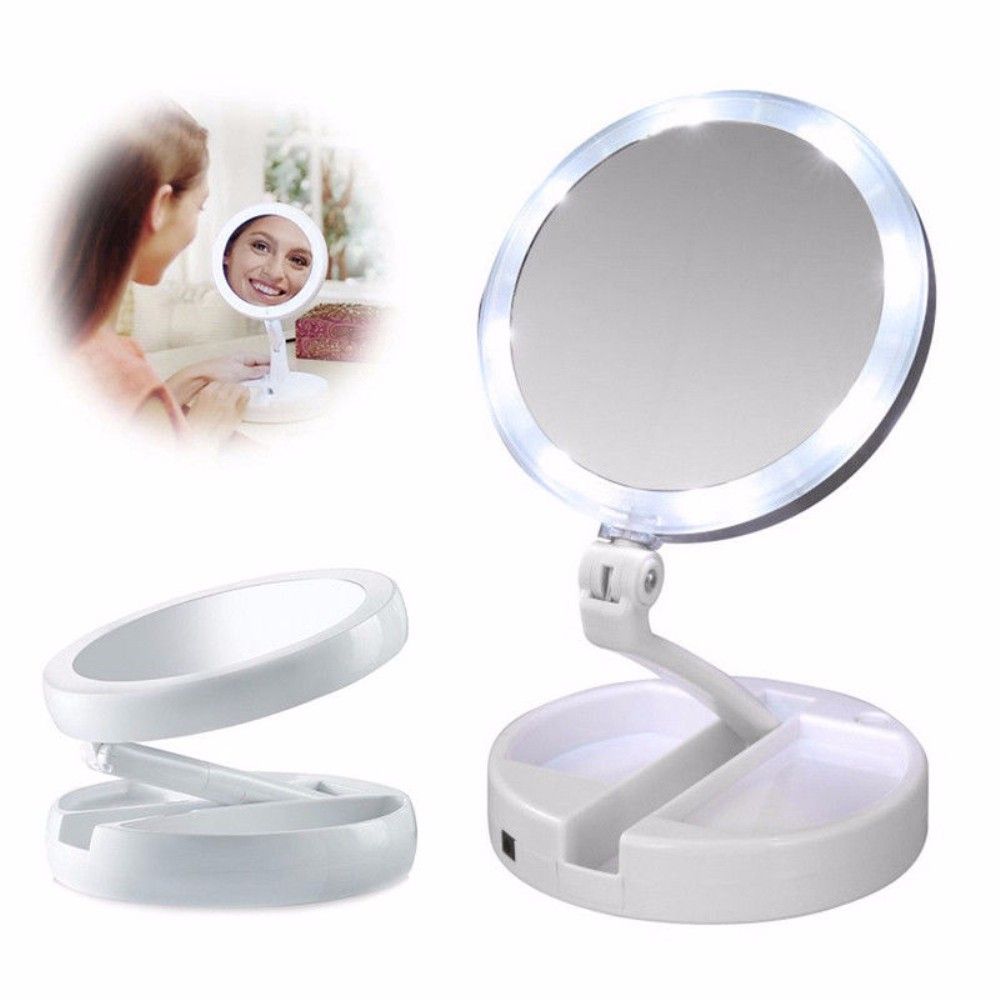 1 Pc Women Makeup Portable Folding Mirror Magnifying Led Lighted Makeup Intended For Led Lighted Makeup Mirrors (View 3 of 15)
