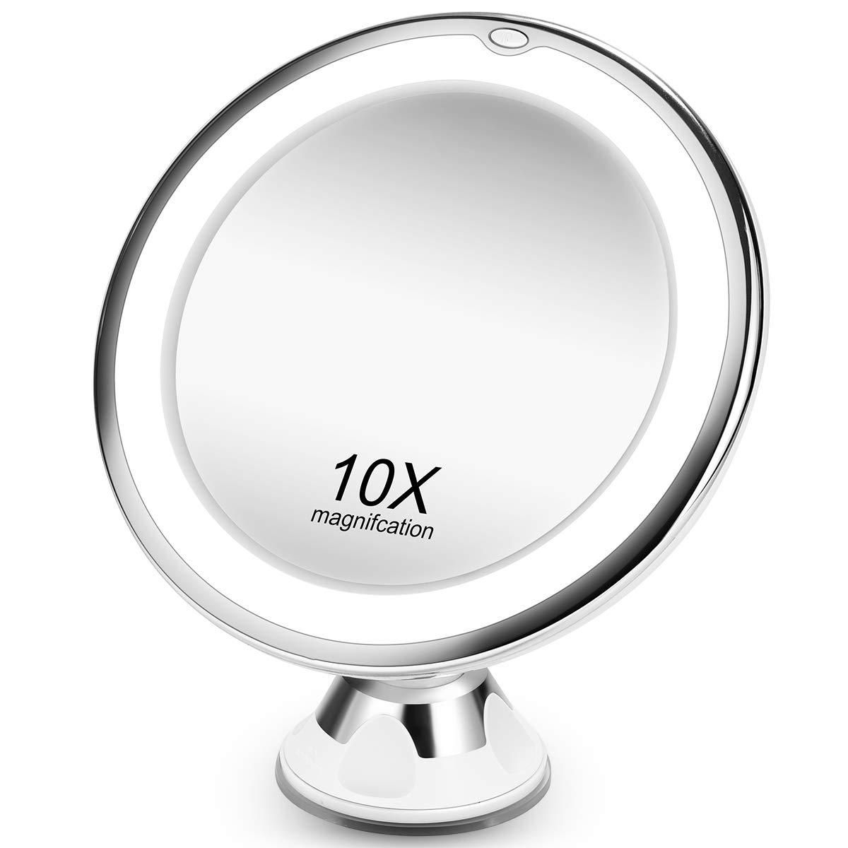10x Magnifying Makeup Mirror With Lights, Led Lighted Portable Hand With Chrome Led Magnified Makeup Mirrors (View 7 of 15)