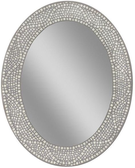 23x29 Frameless Opal Mosaic Oval Wall Hanging Mirror Single Vanity With Mosaic Oval Wall Mirrors (View 12 of 15)