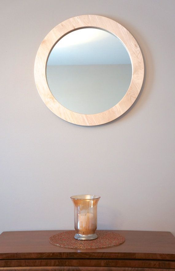 24 Round Wall Mirror Handmade Solid Maplemushenowoodworking, $225 With Regard To Stitch White Round Wall Mirrors (View 13 of 15)