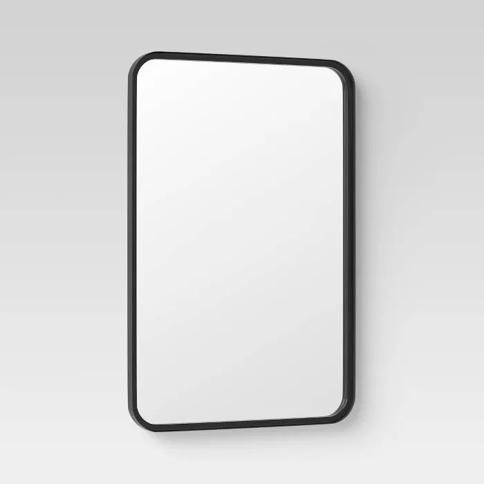 24" X 30" Rectangular Decorative Wall Mirror With Rounded Corners Black Throughout Rounded Edge Rectangular Wall Mirrors (View 9 of 15)