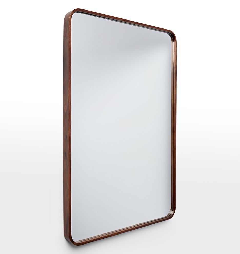 24" X 36" Solid Walnut Rounded Rectangle Mirror | Rejuvenation With Rounded Edge Rectangular Wall Mirrors (View 3 of 15)