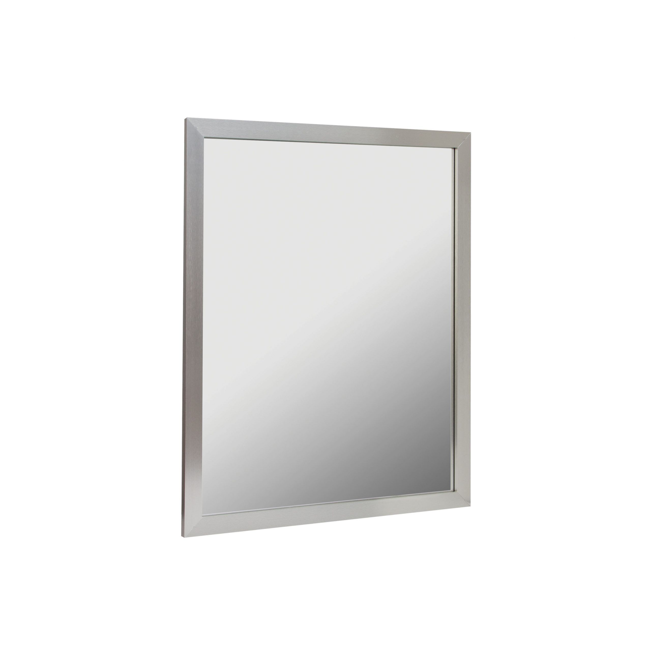 24x30 Aluminum Framed Mirror In Brushed Nickel – Foremost Bath Inside Oxidized Nickel Wall Mirrors (View 1 of 15)