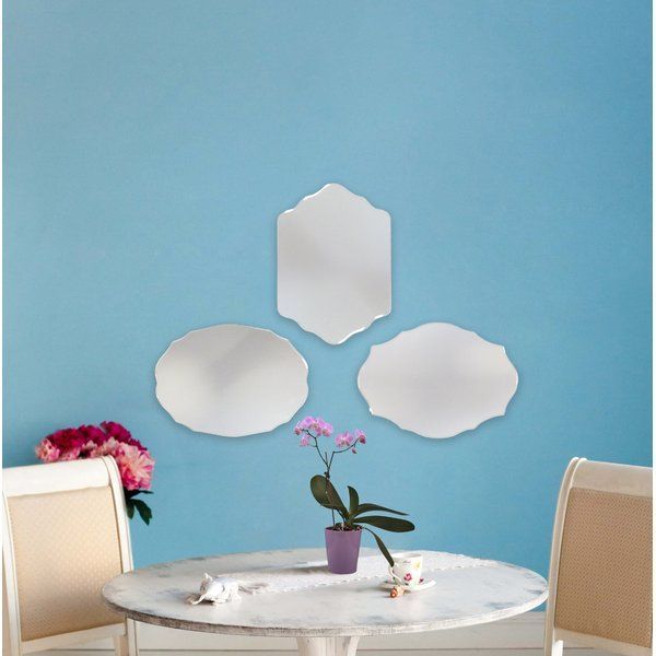 3 Piece Leetsdale Traditional Mini Frameless Mirror Set | Mirror Set Inside Traditional Frameless Diamond Wall Mirrors (View 13 of 15)