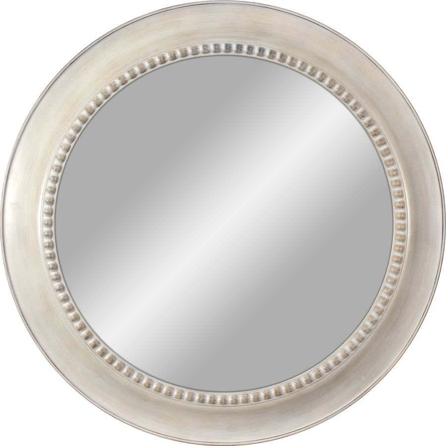 30 In L X 30 In W White Polished Round Wall Mirror At Lowes Inside White Porcelain And Chrome Wall Mirrors (View 14 of 15)