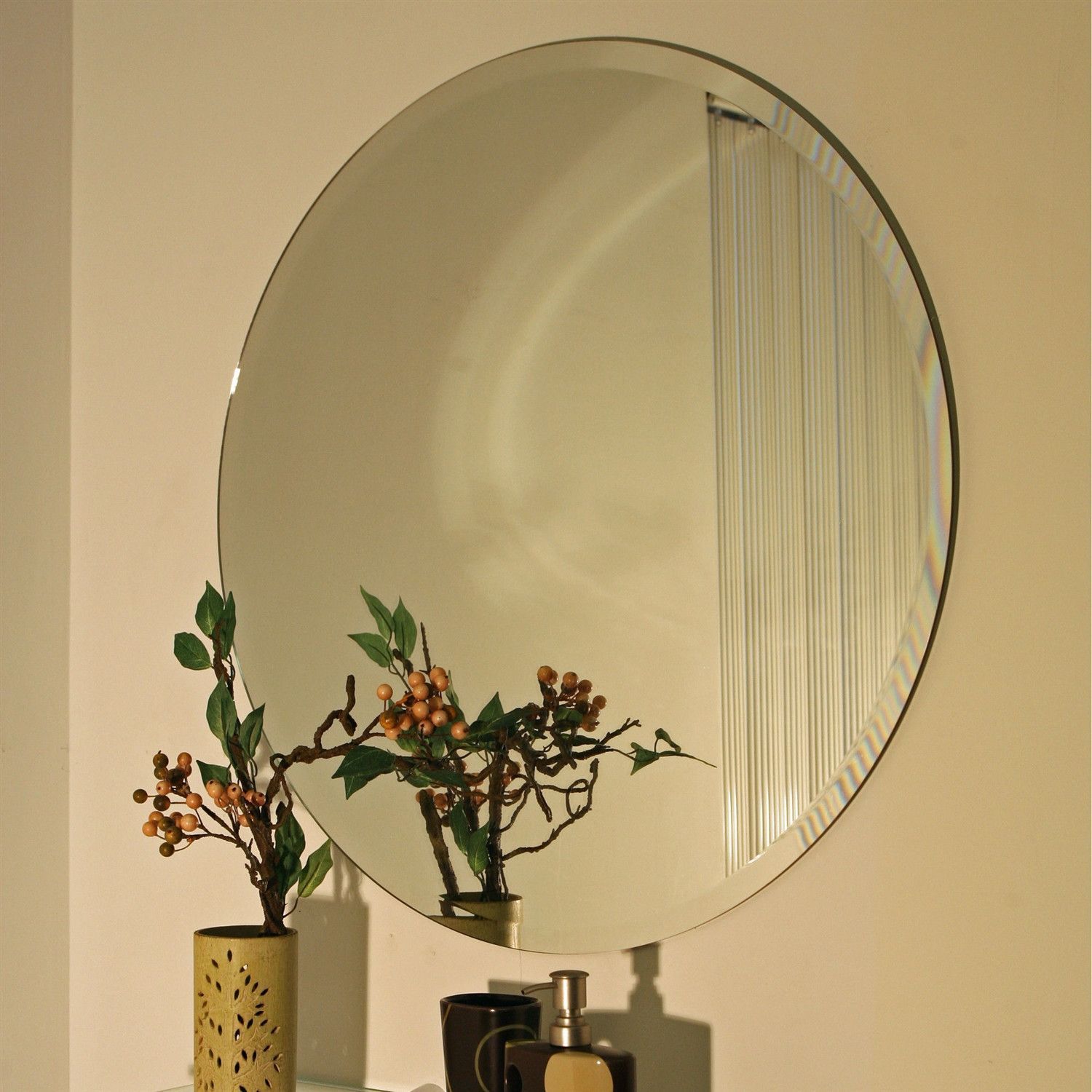 30 Inch Circular Round Mirror For Bedroom Living Room Bathroom Vanity Regarding Round Frameless Bathroom Wall Mirrors (View 6 of 15)