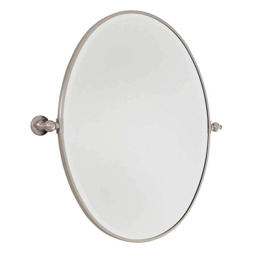 32 Inch Large Brushed Nickel Oval Mirror For Brushed Nickel Octagon Mirrors (View 15 of 15)